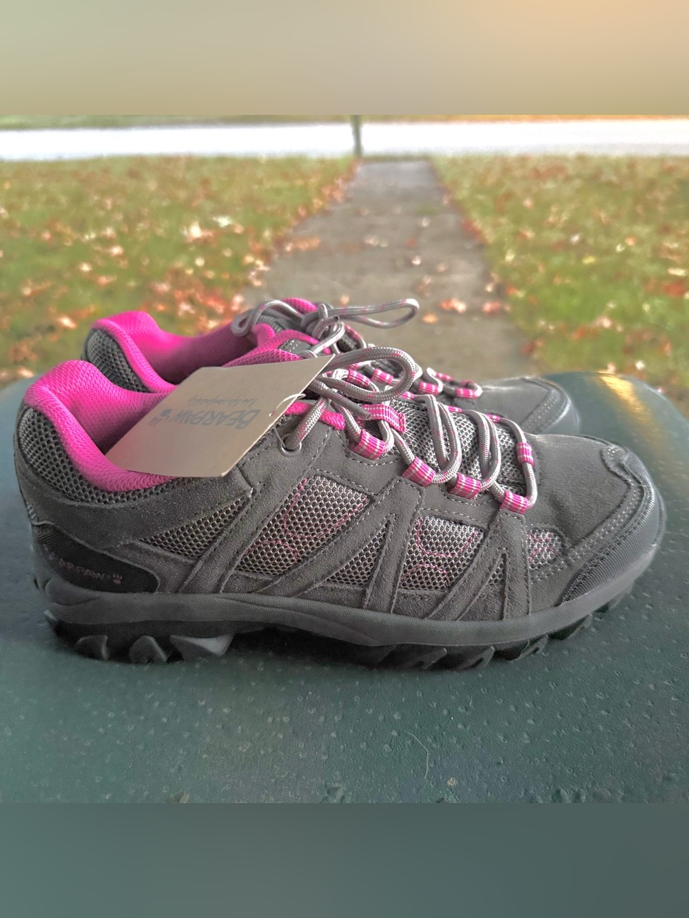 NWT Bearpaw Olympus Shoes Womens 9 pHiking Sneakers Lace Up Low Top Gray Pink